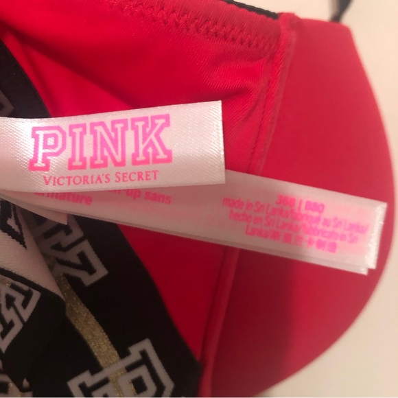 Victoria Secret VS Pink Bra NEW Wireless Push Up Red Black Metallic Wide Band 36 - Picture 9 of 9